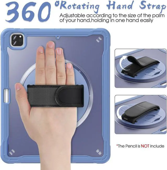 Alt view image 3 of 5 - BRAECNstock case for iPad Air 13 Inch(M3/M2) 2025/2024 & Pro 12.9 inch 6th/5th/4th/3rd Generation 2022/2021/2020/2018 Cover with Screen Protector,Pencil Holder,360°Rotate Stand-Lavender Grey