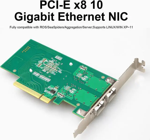 Alt view image 5 of 5 - BZUZI 10Gb PCIe NIC | Dual SFP+ Ports, Intel 82599ES (X520-DA2) Controller | Enterprise Server Network Card for Windows, Linux, VMware | Low Profile Bracket Included