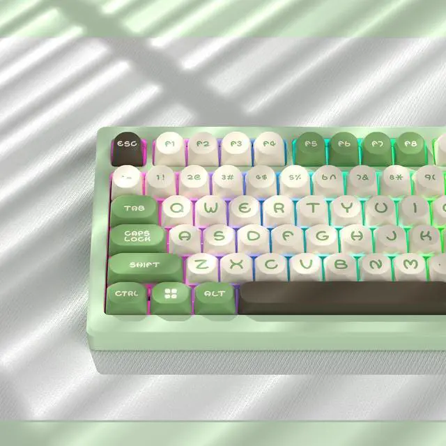 Alt view image 3 of 5 - dagaladoo Custom keycaps Cute,MOA Profile keycaps PBT,Double Shot keycaps 75 Percent bundle with Topographic map XXL White Mousepad Rubber mat Desk pad