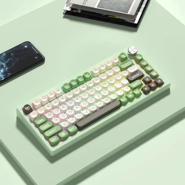 Alt view image 5 of 5 - dagaladoo Custom keycaps Cute,MOA Profile keycaps PBT,Double Shot keycaps 75 Percent bundle with Topographic map XXL White Mousepad Rubber mat Desk pad