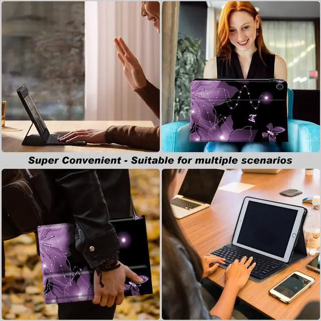 Alt view image 2 of 5 - DEGDFSGR for Samsung Galaxy Tab A8 10.5 Case with Keyboard, Detachable Wireless Keyboard Magnetic Closure Protective Cover Case for Samsung Tab A8 2022[SM-X200 X205 X207], Purple Flower Butterfly