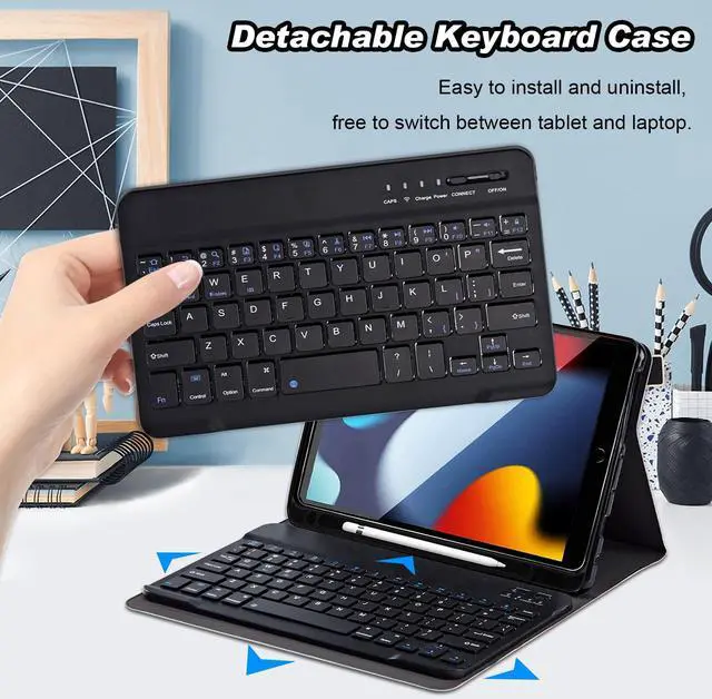 Alt view image 4 of 5 - DEGDFSGR for Samsung Galaxy Tab A8 10.5 Case with Keyboard, Detachable Wireless Keyboard Magnetic Closure Protective Cover Case for Samsung Tab A8 2022[SM-X200 X205 X207], Purple Flower Butterfly