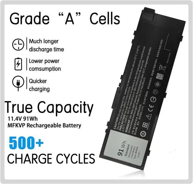 Alt view image 2 of 5 - 91WH Type MFKVP Replacement Dell Battery for Dell Precision 15 7510 7520 17 7710 7720 M7510 M7710 451-BBSB 451-BBSE 451-BBSF GR5D3 M28DH T05W1 TO5W1 TWCPG RDYCT 0FNY7 1G9VM, 6-Cell Laptop Batteries.