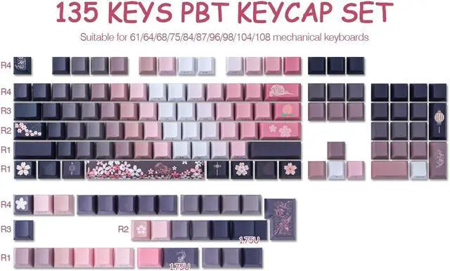 Alt view image 2 of 5 - JOMKIZ PBT keycaps, 135 Keys Double Shot Keycaps Side Engraved Transparent Keycap Set Cherry Profile Backlit Keycaps for Cherry MX Switch ASIN/ISO Layout Mechanical Keyboard