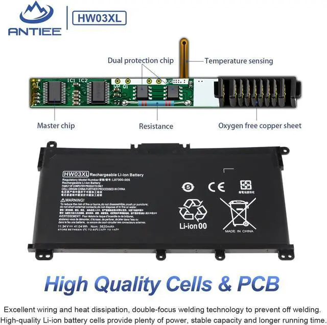 Alt view image 3 of 5 - ANTIEE HW03XL L97300-005 Battery for HP Pavilion 15-EG 15-EH 17-CN 17-CP 15-EG0073CL 15-EG2073CL 15-EG1053CL 15-EG1073CL 15-EG2025NR 15-EG3053CL 17-CN2XXX 17-CN0053CL 17-CN0065CL 17-CN0023DX HW03041XL