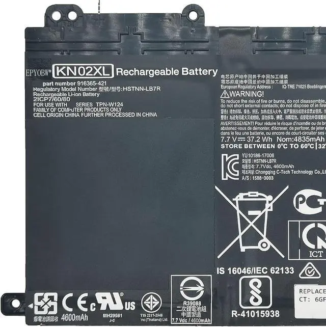 Alt view image 2 of 5 - EPYOBW KN02XL Laptop Battery 37.2Wh Compatible with HP Pavilion x360 Convertible 11-AD 11-AD010CA 11M-AD113DX 11-adxxxTU Series HSTNN-LB7R HSTNN-UB7F 916365-421 916365-541 916809-855 TPN-W124