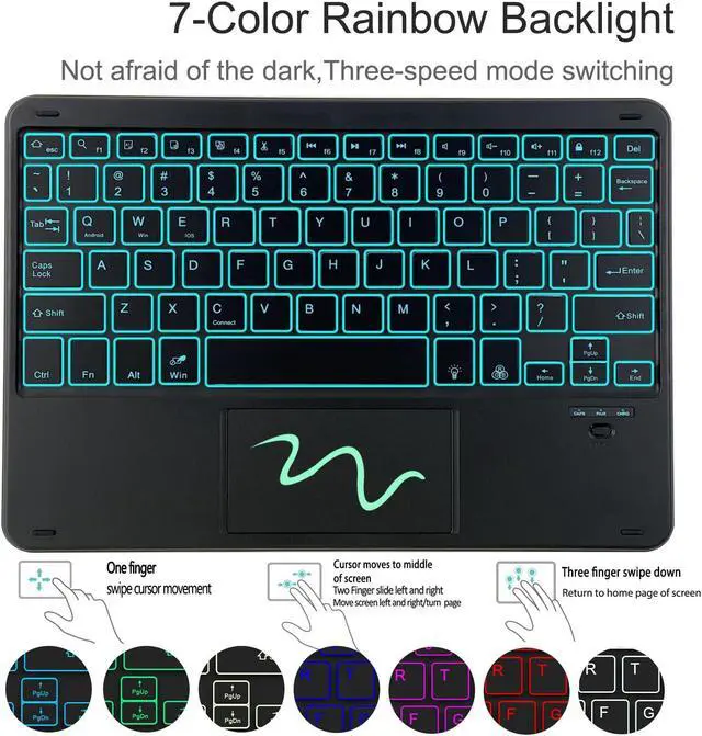 Alt view image 5 of 5 - EAMPANG Case with Trackpad Keyboard for Samsung Galaxy Tab A9 Plus 11 inch (SM-X210/X216/X218),Smart Touchpad 7 Color Backlit Removable Keyboard Magnetic Case Tablet A9+ 5G Black