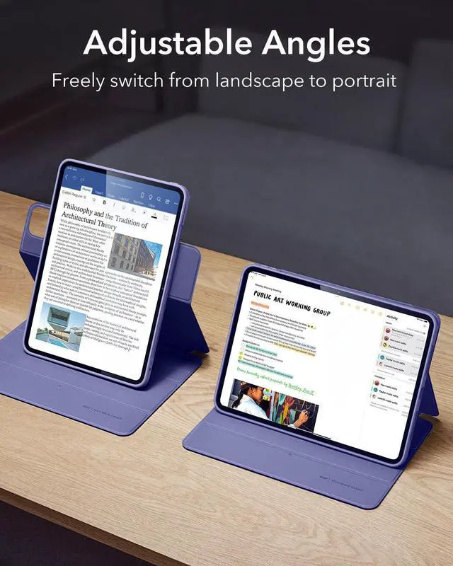 Alt view image 5 of 5 - ESR for iPad Pro 11 Inch Case M4(2024), iPad Pro 11 Case with Pencil Holder, Removable Magnetic Cover, Vertical Stand, Fully Supports Pencil Pro and Pencil(USB-C), Rebound 360 Series, Lavender