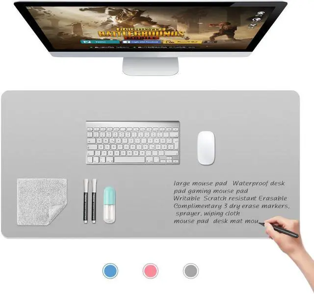 Main image of Fabutier Dry Erase Mouse Pad, Writable & Erasable Large Desk Mat, Heat-Resistant and Waterproof Mousepad for Desktop Protection, for Office Home (Grey, 35.5 × 17)