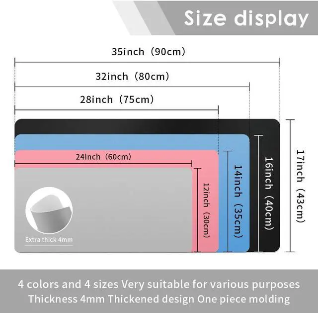 Alt view image 4 of 5 - Fabutier Dry Erase Mouse Pad, Writable & Erasable Large Desk Mat, Heat-Resistant and Waterproof Mousepad for Desktop Protection, for Office Home (Grey, 35.5 × 17)