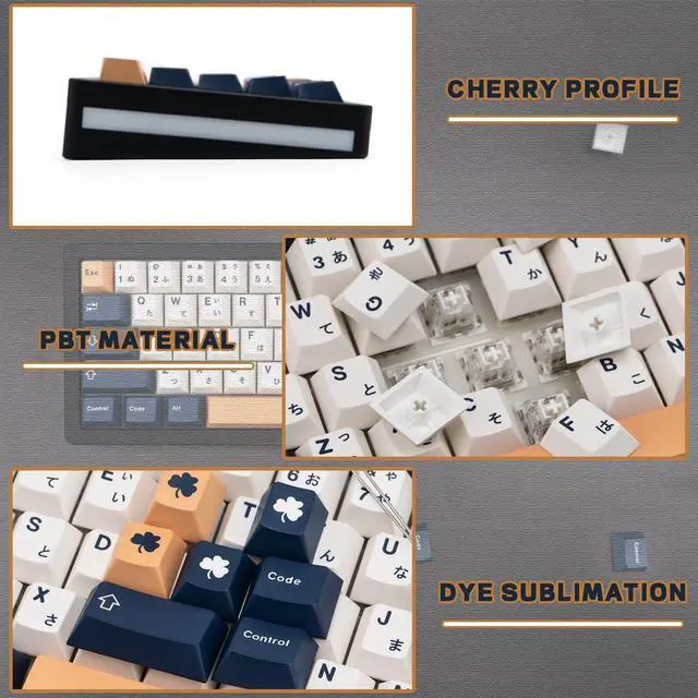 Alt view image 3 of 5 - GEKUCAP PBT Japanese Keycaps 129 Keys, Minimalist Style Cherry Profile Custom Keycaps Dye-Sublimation Keyboard Keycap Set for Gateron Kailh Cherry MX Switch Gaming Mechanical Keyboards