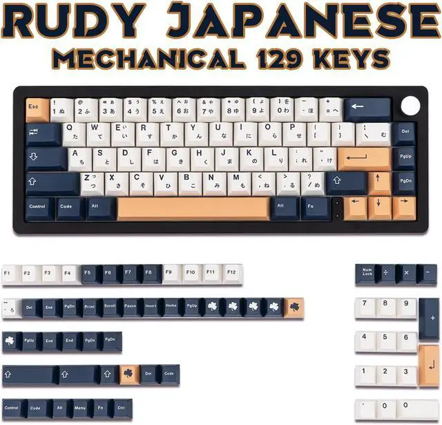 Alt view image 2 of 5 - GEKUCAP PBT Japanese Keycaps 129 Keys, Minimalist Style Cherry Profile Custom Keycaps Dye-Sublimation Keyboard Keycap Set for Gateron Kailh Cherry MX Switch Gaming Mechanical Keyboards