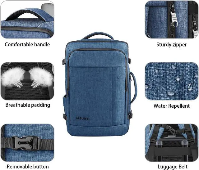 Alt view image 3 of 5 - Carry On Backpack, Extra Large 50L Travel Backpack for Men & Women, Expandable Backpack For Airplanes, 17 Inch Laptop Backpack, Luggage Suitcase 40L Daypack Lightweight Business Weekender Bag, Blue