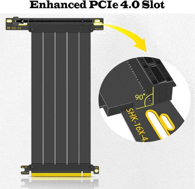 Alt view image 3 of 5 - Glorto PCIe 4.0 Riser Cable, x16 High Speed Graphics Card Extension Port Adapter, Flexible GPU Riser Cable Compatible with RTX 4090/4080/3090 and RX 7900/7800, 90 Degree 20cm