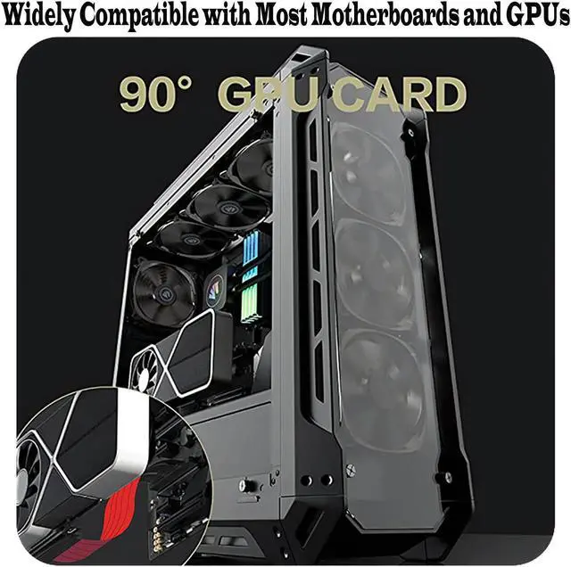 Alt view image 5 of 5 - Glorto PCIe 4.0 Riser Cable, x16 High Speed Graphics Card Extension Port Adapter, Flexible GPU Riser Cable Compatible with RTX 4090/4080/3090 and RX 7900/7800, 90 Degree 20cm