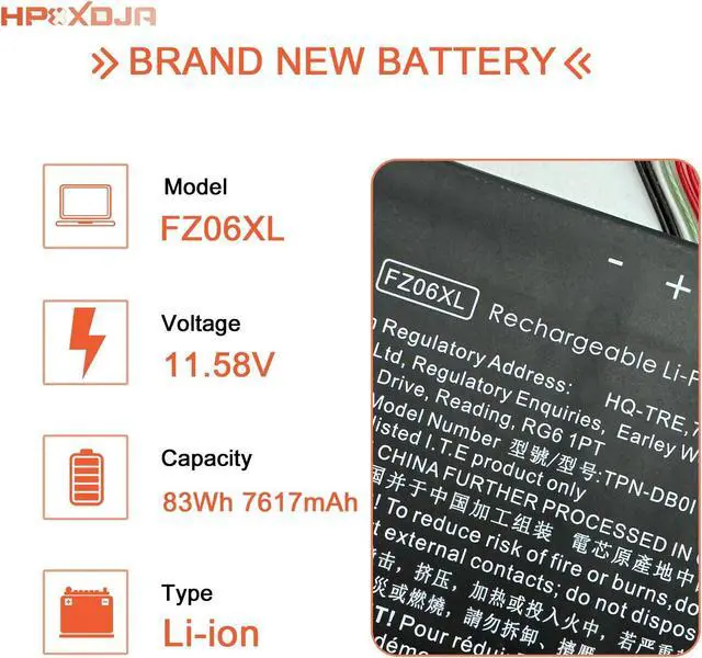 Alt view image 2 of 5 - HPXXDJA FZ06XL Laptop Battery Replacement for Hp Spectre x360 2-in-1 Envy 16-h0011TX 16-f0035nr 16-h0006TX 16 h0112nr 16-h0795ng 16-h0018TX 16-f1075ng M47636-2C1 M47636-2D1 M48025-005