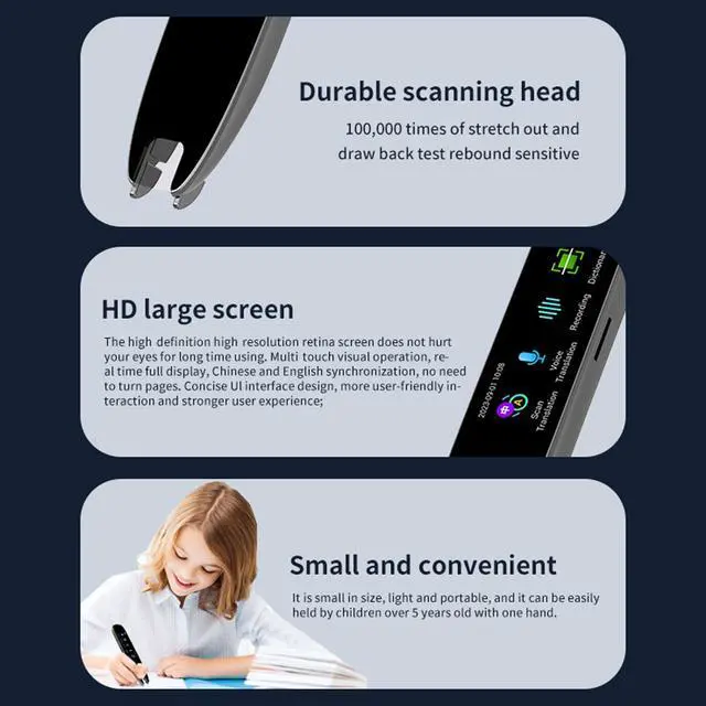 Alt view image 2 of 5 - HURRISE Scanner Translator, Standalone Pen Scanner,Smart Voice Translator Pen,13 Languages Online Translation Massive Vocabulary Library Dictionary Pen for Learning