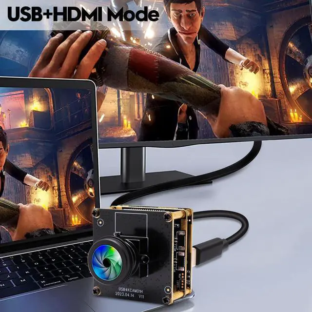 Alt view image 2 of 5 - IFWATER HDMI 4K Webcam - USB HDMI Simultaneous Output Streaming Camera - 2X Digital Zoom, 180 Degree Fisheye Lens - PC Camera for Raspberry Pi, Jetson Nano, Laptop, Online Teaching