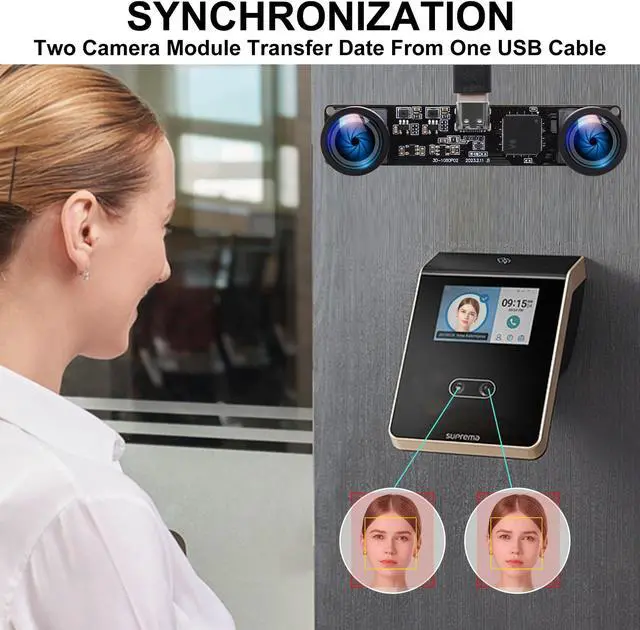 Alt view image 3 of 5 - IFWATER 60fps USB Camera 4MP Synchronization USB Camera Module with 120Degree No Distortion Dual Lens 3840X1080P 3D Stereo USB Webcam for PC Computer Camera for Face Recognition VR Biometric Detection