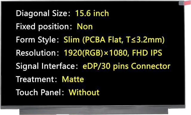 Main image of JHK JIEHONGKE New Screen Replacement for LP156WFC-SPD1 LP156WFC-SPD5 LP156WFC-SPD2 LP156WFC-SPD3 LP156WFC-SPD8,eDP 30 Pins 1920(RGB)x1080, FHD IPS Matte LCD LED Display
