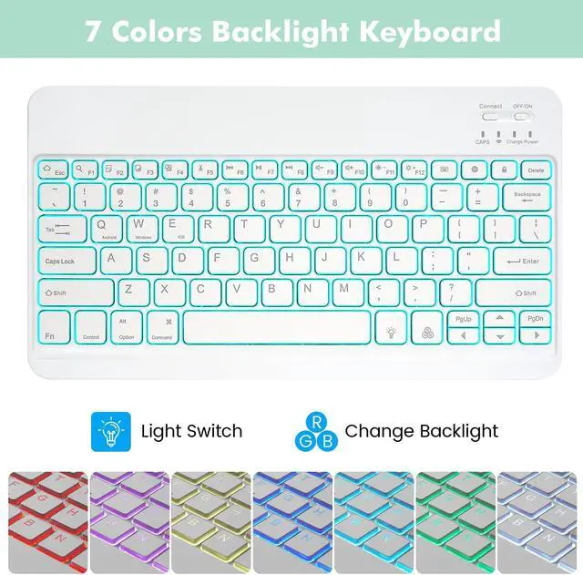 Alt view image 5 of 5 - LAMA Backlit Keyboard Case for Samsung Galaxy 12.4 inch S10 Plus/S9 FE+/S9+/S8+, 12.4" S7 FE/S7 Plus Case with Keyboard with S Pen Holder, Detachable Keyboard Case with Slim Cover, Green