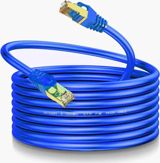 Main image of LEKVKM Cat8 Ethernet Cable 100Ft S/FTP Outdoor&Indoor Heavy Duty High Speed Cat8 LAN Network Cable Round 40Gbps 2000Mhz Blue