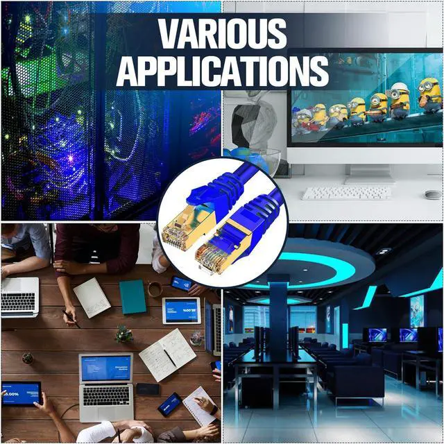 Alt view image 3 of 5 - LEKVKM Cat8 Ethernet Cable 100Ft S/FTP Outdoor&Indoor Heavy Duty High Speed Cat8 LAN Network Cable Round 40Gbps 2000Mhz Blue