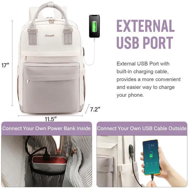 Alt view image 5 of 5 - LOVEVOOK Laptop Backpack for Women 15.6 Inch Laptop Bag with USB Port, Fashion Waterproof Backpacks Teacher Nurse Stylish Travel Bags Vintage Daypacks for College Work