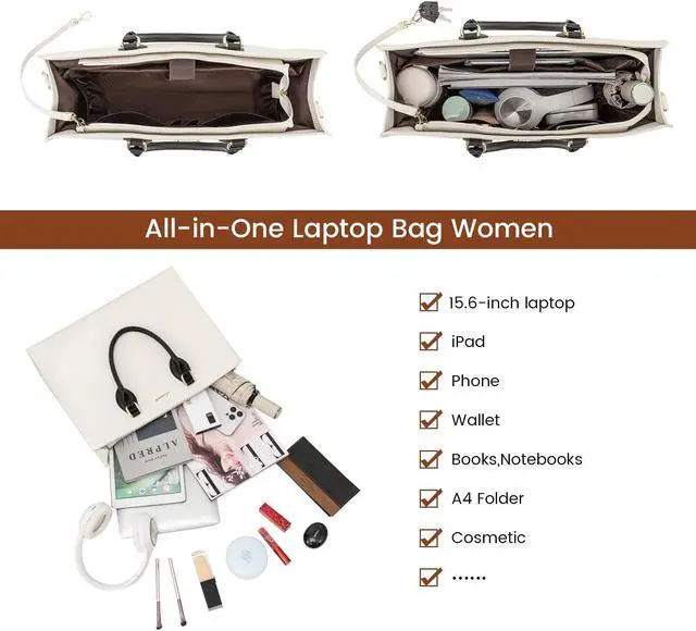 Alt view image 3 of 5 - LOVEVOOK Laptop Bag for Women - 15.6 Inch Work Tote Briefcase Business Office Bag
