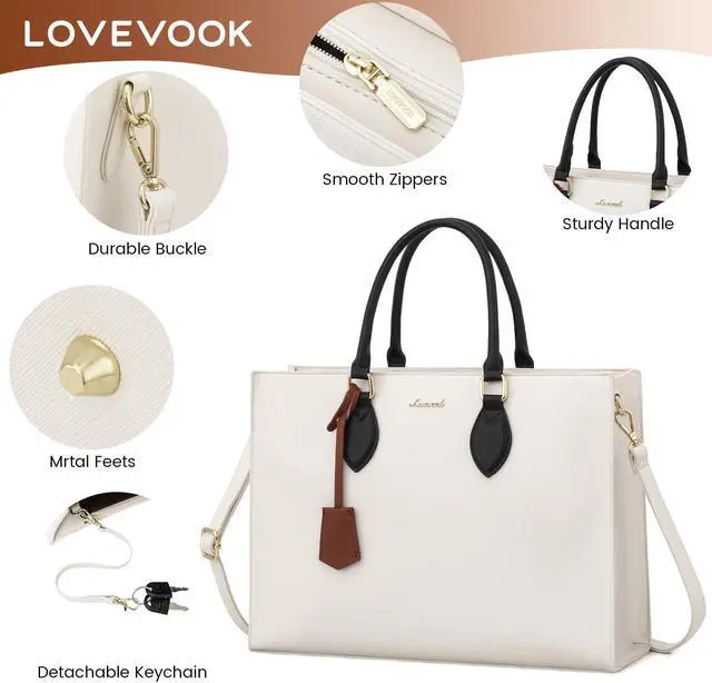 Alt view image 5 of 5 - LOVEVOOK Laptop Bag for Women - 15.6 Inch Work Tote Briefcase Business Office Bag