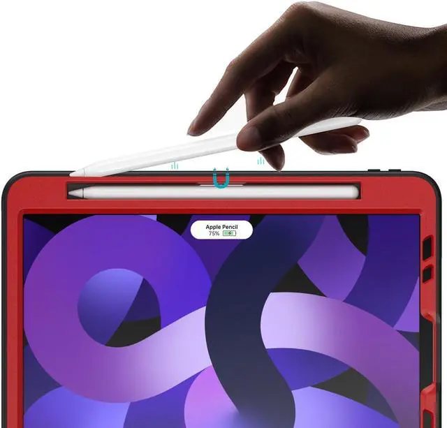 Alt view image 3 of 5 - Maogoam for iPad Pro 11 inch Case Leather,(4th&3rd Gen, 2022/2021), Rugged Magnetic Case, Compatible with Apple Pencil Wireless Charging, 7 Standing View Angles, Sleep/Wake Cover, Red