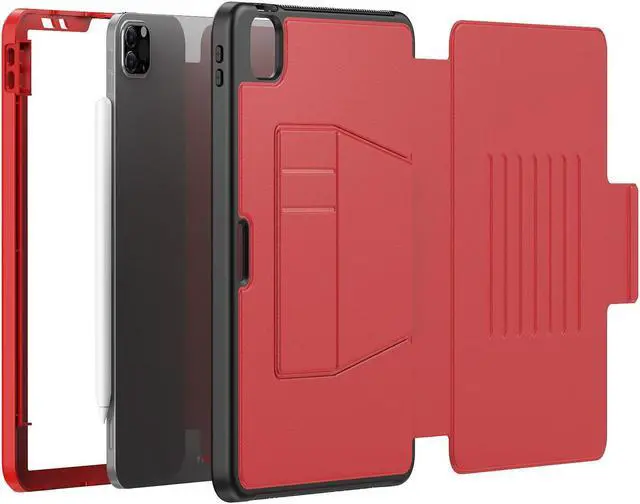 Alt view image 2 of 5 - Maogoam for iPad Pro 11 inch Case Leather,(4th&3rd Gen, 2022/2021), Rugged Magnetic Case, Compatible with Apple Pencil Wireless Charging, 7 Standing View Angles, Sleep/Wake Cover, Red