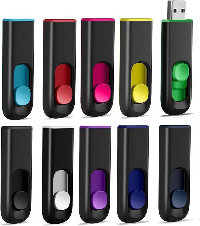 Main image of MAKACTUA 10 Pack 64GB USB Flash Drive, USB 2.0 Memory Stick Thumb Drive Pen Drives Jump Drive for Data Storage Multiple Color