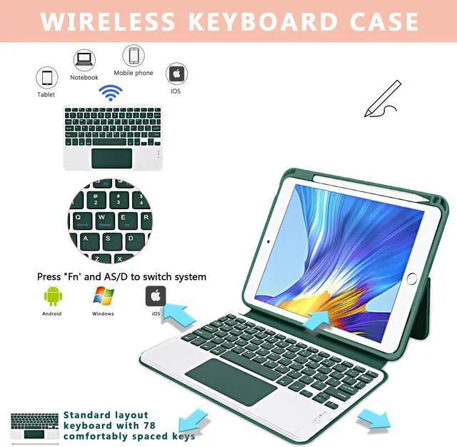 Alt view image 5 of 5 - Miieadoo iPad Air 2022/2020 5th/4th Gen Keyboard Case with trackpad,Support iPad Pro 3nd/2rd/1st 11"- Protective Detachable Case 10.9/11 inch with Pencil Holder Smart Auto Sleep/Wake Cover