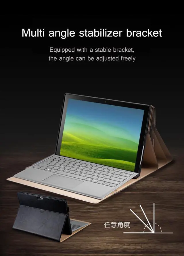 Alt view image 5 of 5 - NANRUIL for Microsoft Surface Pro 9 case 13 inch 2022 Genuine Leather Cover Protective Shell Compatible with Type Cover Keyboard and Pencil Holder.Red