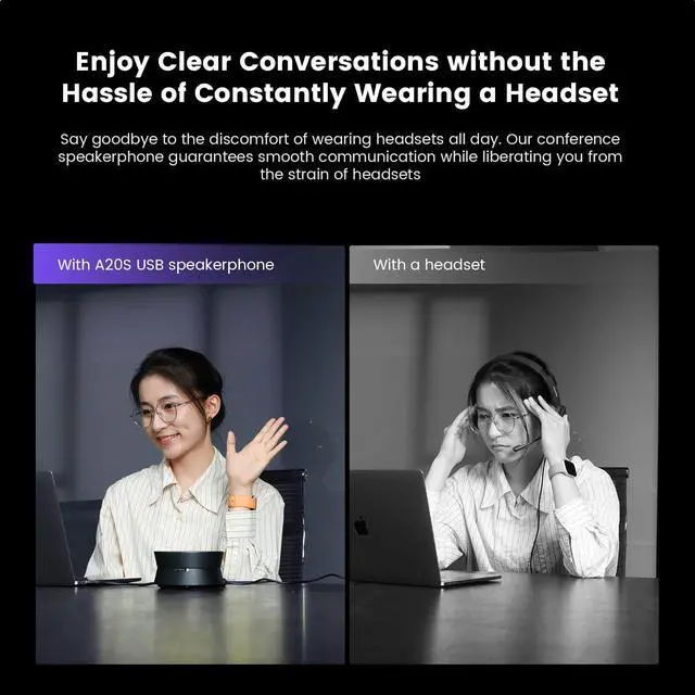 Alt view image 2 of 5 - Nearity A21S Zoom Certified Conference Speaker and Microphone, Speakerphone w/8 Mics, 16ft Voice Pickup, AI 2.0 Noise Cancelling, USB Speakermic with Daisy Chain, Works with Microsoft/Teams/Google Mee