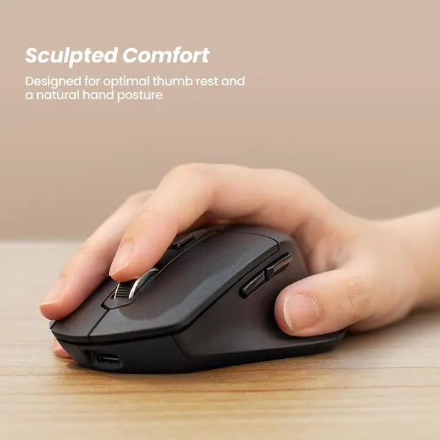 Alt view image 5 of 5 - Nulea KM75 Advanced Ergonomic Wireless Keyboard and Mouse Combo, Comfortable Natural Typing, Palm Rest, Multi-Device (Bluetooth, 2.4G, Wired), Rechargeable, for Multi-OS, Windows, Mac, Android(Black)