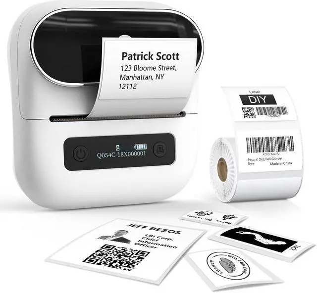 Alt view image 2 of 5 - Phomemo M220 Label Maker White+ with 1 Case, 3.14 Inch Bluetooth Thermal Label Printer for Barcode, Address, Labeling, Mailing, File Folder Label, Easy to Use, Support Smartphone, Tablet&PC