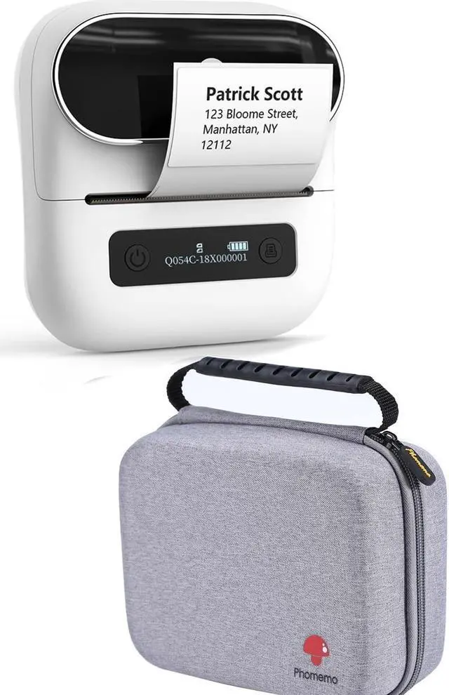 Main image of Phomemo M220 Label Maker White+ with 1 Case, 3.14 Inch Bluetooth Thermal Label Printer for Barcode, Address, Labeling, Mailing, File Folder Label, Easy to Use, Support Smartphone, Tablet&PC