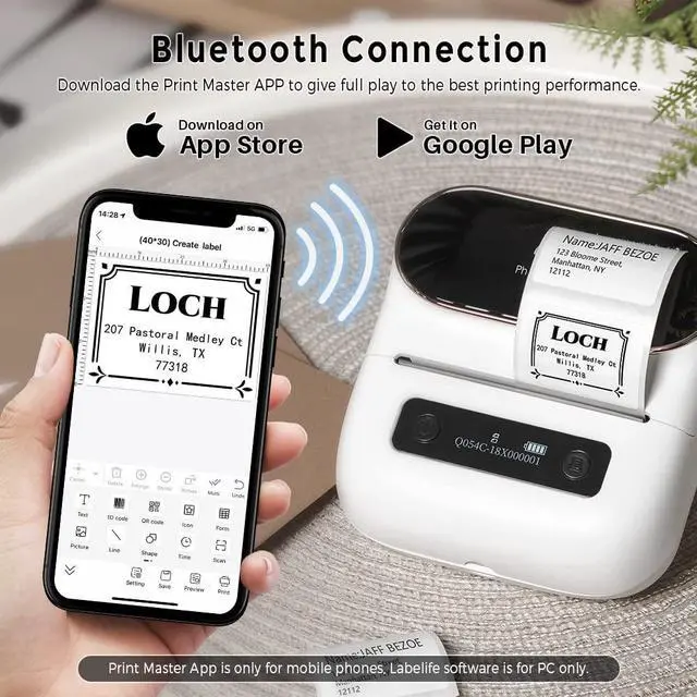 Alt view image 5 of 5 - Phomemo M220 Label Maker White+ with 1 Case, 3.14 Inch Bluetooth Thermal Label Printer for Barcode, Address, Labeling, Mailing, File Folder Label, Easy to Use, Support Smartphone, Tablet&PC