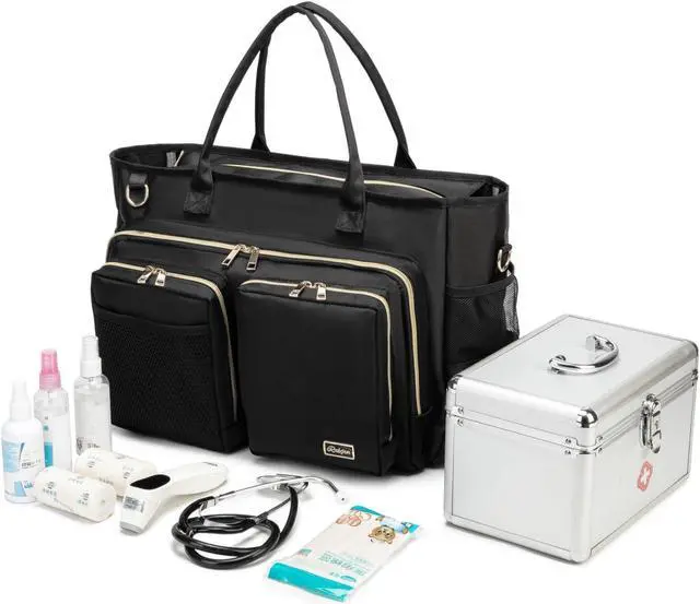 Alt view image 2 of 5 - Rabjen Nurse Utility Tote Bag, Laptop Travel Bag for Work Home Care Nurse for adults