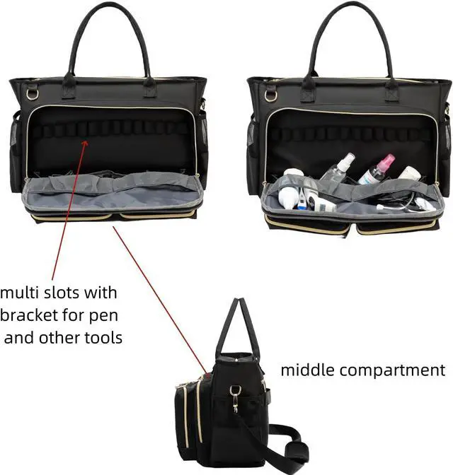 Alt view image 5 of 5 - Rabjen Nurse Utility Tote Bag, Laptop Travel Bag for Work Home Care Nurse for adults