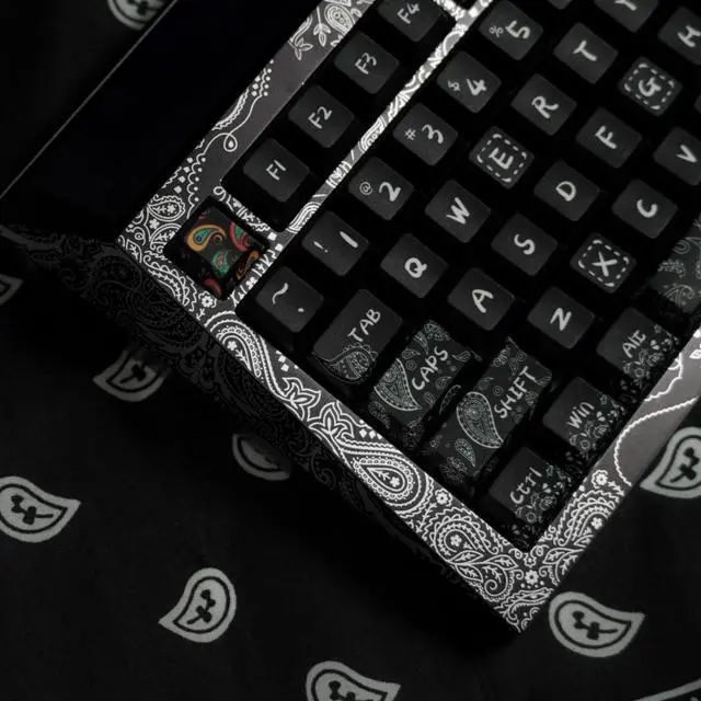 Alt view image 2 of 5 - REDQIN 90% PBT Keycaps - Paisley Keycaps Dry Sub Cherry Profile 140 Keys Translucent Custom Keycaps Set for Mechanical Keyboard Keycaps (Black Paisley Keycaps)