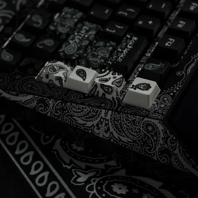 Alt view image 5 of 5 - REDQIN 90% PBT Keycaps - Paisley Keycaps Dry Sub Cherry Profile 140 Keys Translucent Custom Keycaps Set for Mechanical Keyboard Keycaps (Black Paisley Keycaps)