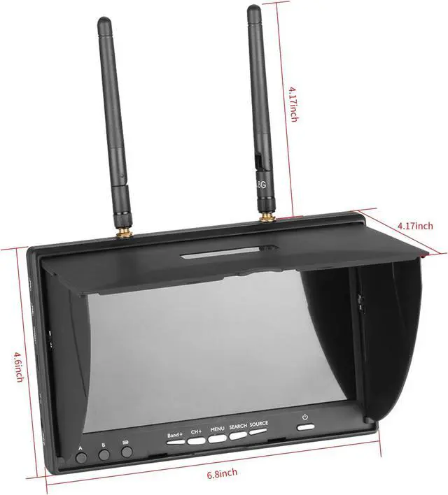 Alt view image 2 of 5 - SPEEDY BEE 7Inch Portable FPV Monitor: 5.8Ghz 7" Screen with DVR 40CH Receiver 800 x 480 LCD Display Built-in Battery for FPV