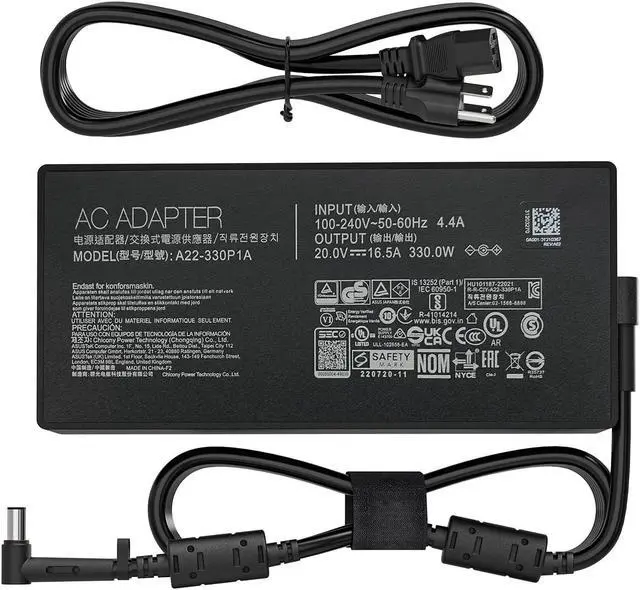 Main image of 330W 20V 16.5A AC Laptop Charger for Asus Rog Strix Scar 16 17 17SE 18 18G Asus Rog Zephyrus Duo 16 M16 Gaming Laptop,G834JY A21-330P1A A22-330P1A Laptop Power Supply (6.0x3.7MM)