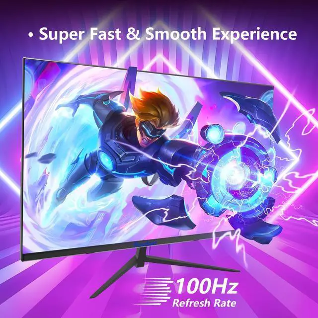 Alt view image 2 of 5 - Sealan 27 inch Gaming Monitor IPS 100Hz Computer Monitor Built-in Speakers Full HD 1920 x 1080P with HDMI VGA Interface Eye Care Frameless 100 x 100mm VESA with 3-Side Virtually Borderless Design