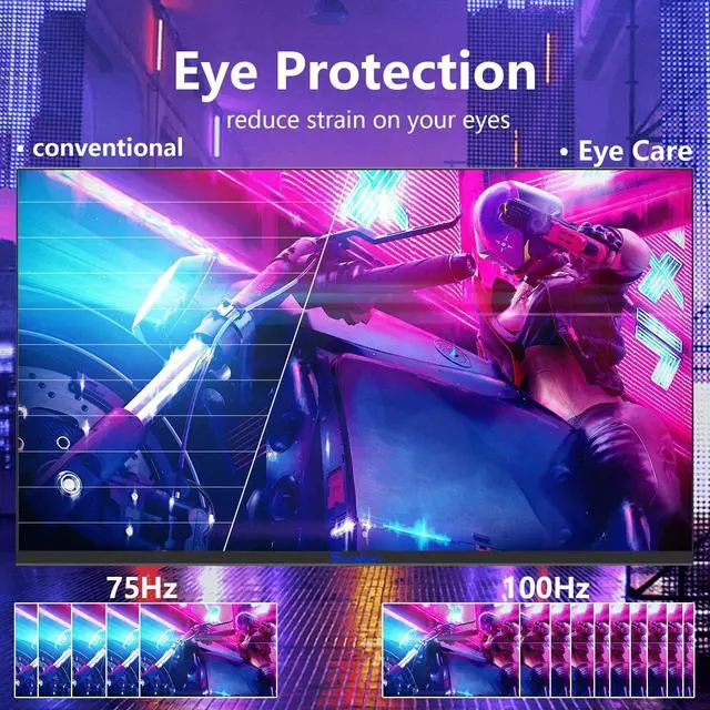 Alt view image 5 of 5 - Sealan 27 inch Gaming Monitor IPS 100Hz Computer Monitor Built-in Speakers Full HD 1920 x 1080P with HDMI VGA Interface Eye Care Frameless 100 x 100mm VESA with 3-Side Virtually Borderless Design