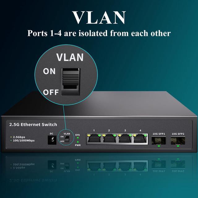 7 Port 2.5G Umanaged Ethernet Switch, 5 X 2.5G Base-T Ports, 2 X 10G SFP, Compatible With 10010002500Mbps, VLAN, Fanless, DesktopWall Mount YuanLey 2.5Gbe Network Switch For Wireless AP, NAS, PC