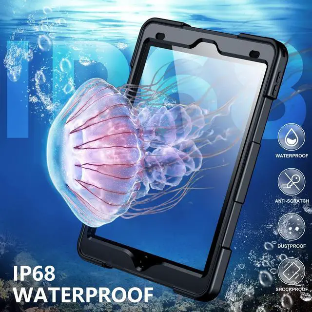 Alt view image 2 of 5 - SPIDERCASE for iPad 9th Generation Case 10.2 inch,IP68 Waterproof with Hand Strap&Stand Built-in Screen Protector,Full Body Rugged Shockproof Protective Case for iPad 9th/8th/7th (2021/2020/2019)